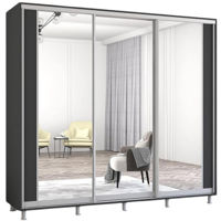 Dulap Mobildor-Lux Aron uși glisante din PAL cu oglindă vertical (250x60x230H cm) Anthracite