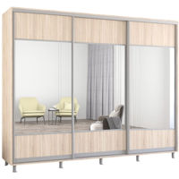 Шкаф Mobildor-Lux Aron uși glisante din PAL cu oglindă orizontal (270x60x220H cm) Sonoma