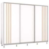 Шкаф Mobildor-Lux Aron uși glisante din PAL cu lamele (270x60x220H cm) Alb Brilliant