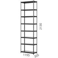 купить Стеллаж металлический 8 полок 1195x305x2130 мм антрацит в Кишинёве