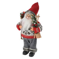 Новогодний декор Promstore 54273 Figurina Mos Craciun in pulover cu schiuri 30cm