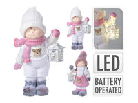 Figurina LED Christmas "Baiat, fata cu lanterna" 42cm