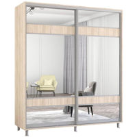 Dulap Mobildor-Lux Aron-S uși glisante din PAL cu oglindă zebra (200x60x200H cm) Sonoma