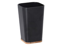 Pahar pentru periute de dinti patrat Bathroom 11cm, fund din bambus, negru, plasti