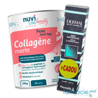 Colagen marin Nuviline Beauty 45doze x 6g pulbere 280g+Dermal Ser N1 intarire gene si sprincene (biotina,aminoacizi) 10ml CADOU