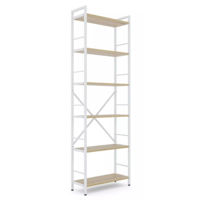 Офисный стеллаж Nex Home Raft metalic Loft 1800x600x240mm, 6 polite PAL, White/Oak Artisan