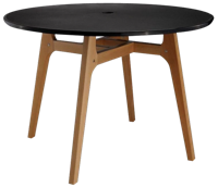 купить Пластиковый стол с деревяннами ножками, 1000x1000x710 мм, черный в Кишинёве
