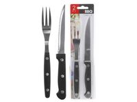 Set pentru friptura BBQ: furculita+cutit, inox