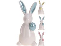 Сувенир пасхальный "Кролик белый с разноцветными ушами" 12cm