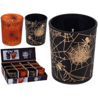 Декор Holland 18361 Свеча в подсвечнике Halloween Паутинка 6x5cm, стекло, 2цвета