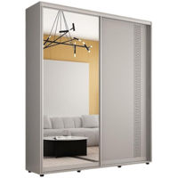 Dulap Mobildor-Lux Compact uși glisante Oglindă + PAL cu ornament grecesc (220x45x220H cm) Grey