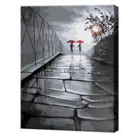 Tablou pe numere Art Gallery GX8441 Umbrele rosii sub ploaie 40x50cm Eco