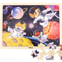 Головоломка Viga 44646 Puzzle din lemn Animalele în cosmos, 24 elem.