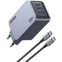 Зарядное устройство сетевое Ugreen 25874 Nexode Pro GaN Charger USB-A+2*Type-C 100W, Black