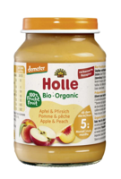 Holle piure de mere si piersici (5 luni+) Bio Organic 190g