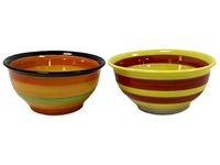 Salatiera D14cm, dungi multicolore, din ceramica
