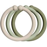 Suzetă BIBS 900234 Set 12 inele multifunctionale Vanilla/Sage/Olive