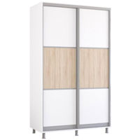 Шкаф Mobildor-Lux Aron-S - 1,0 м-1,8 м раздвижные двери из ДСП - горизонтальные (130x60x200H см) Белый Brilliant