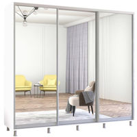 Dulap Mobildor-Lux Aron uși glisante din oglinzi (250x60x200H cm) Alb Brilliant