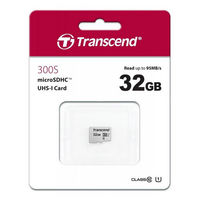 .32GB MicroSD (Class 10) UHS-I (U1), Transcend "TS32GUSD300S" (R/W:95/45MB/s)