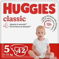 Scutece Huggies Classic Jumbo  5  (11-25 kg), 42 buc.