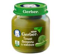 Пюре Gerber Брокколи и кабачок (4+ мес) 130 г