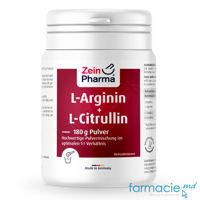 L-Arginin 1500mg + L-Citrullin 1500mg pulbere 180g (3g/zi) ZeinPharma