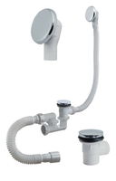 Сифон для ванны D. 1.1/2" x 40 регулируемый, клик-клак (плоский), с переливом и гибкой трубой 40/50  ОРИО