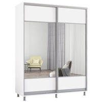 Dulap Mobildor-Lux Aron-S uși glisante din PAL cu oglindă orizontal (170x60x200H cm) Alb Brilliant