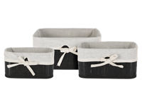 Set de 3 coșuri decorative H&S, 34X24X16cm, 29X19X14cm, 24X14X12cm, negre, din bambus