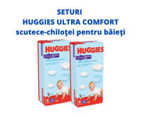1 Set 2 pachete scutece-chiloţel Huggies pentru băieţel 4 (9-14 kg), 2x52 buc.
