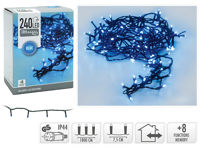 Luminite de Craciun "Fir" 240LED albastre, 18m, 8 regimuri, in/out