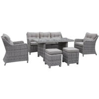 Mobilier pentru grădină Hydro S Mobilă p/u terasă Hola Rattan, 7 persoane, Cappuccino