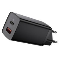 Зарядное устройство сетевое Baseus CCGAN2L-B01 Home Charger GaN2 Lite, 2xUSB (C + U), 65W, Black