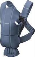 Marsupiu anatomic BabyBjorn Mini Vintage Indigo cu pozitii multiple de purtare