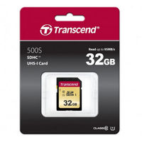 .32GB  SDHC Card (Class 10) UHS-I, U1, Transcend 500S  "TS32GSDC500S" (R/W:95/60MB/s, MLC)