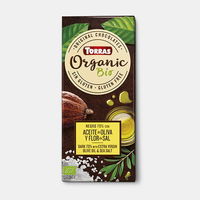 Ciocolata amara cu ulei de olive și sare de mare bio f/a gluten Torras 100g