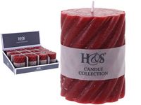 Свеча пеньковая ребристая H&S 9X6.8cm, красная