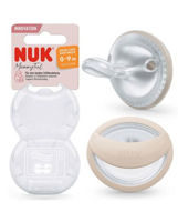 Силиконовые пустышки NUK Mommy Feel - 0-9 месяцев, 2 штуки серый и беж