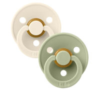 Suzete din latex rotunde BIBS Colour (0-6 luni) Sage & Ivory - 2 buc