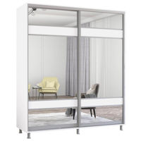 Dulap Mobildor-Lux Aron-P uși glisante din PAL cu oglindă zebra (190x60x200H cm) Alb Brilliant