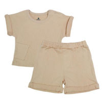 Детская одежда Minikin 25062080 Naturelle Комплект футболка и шорты р-р80, бежевый, унисекс