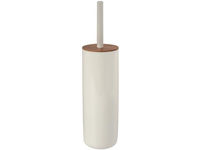 Perie pentru WC cu suport MSV "cilindru" Bamboo Nora alb, polistiren-bamb