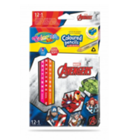Set de creioane colorate + 1 creion cu 2 culori argintiu/ auriu - Colorino Dinsey Avengers