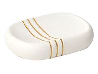 Sapuniera Tendance Golden Stripes, alba, ceramica