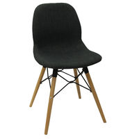 купить Стул пластиковый с мягким сиденьем, деревянные ножки 485x460x855 мм, черный в Кишинёве