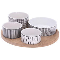 Set veselă Excellent Houseware 51386 Набор для аперитива 5ед, деревянная подставка D22cm