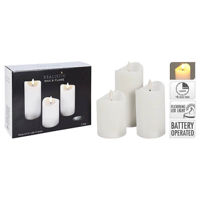 Декор Promstore 52539 Набор из 3 светодиодных свечей с восковым эффектом 7x10/12/15см