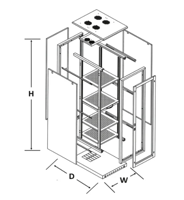 купить 45U-W=600 D=600 19'' FS-Line Free Standing Network Cabinet, MFGFD, MSRD, MSSP, Black Color Flat Pack в Кишинёве 