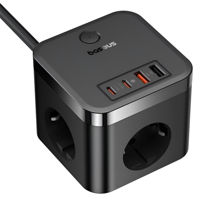 Фильтр электрический Baseus E00066400117-00 30W 3AC+2*USB-A+2*Type-C 1,5M, PowerCombo Cube, Cluster Black